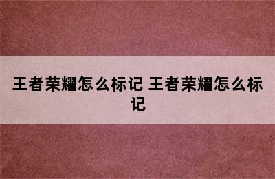 王者荣耀怎么标记 王者荣耀怎么标记